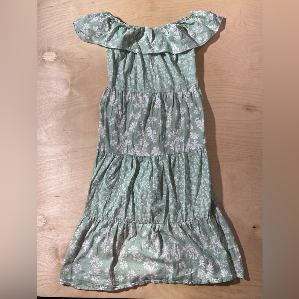 Madison Grey Green Floral Dress Large (HO)